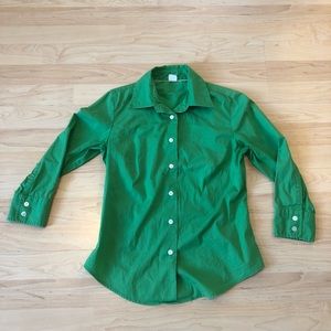 J. Crew Green 3/4 Sleeve Button Down Shirt Size XS
